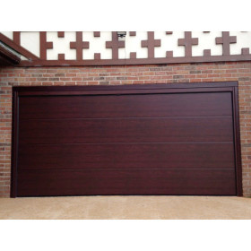 Industrial sectional doors 40 mm CASSETE / Woodgrain color-Mahogany, Mahogany