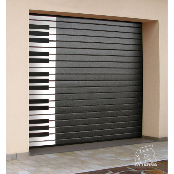 Industrial sectional doors 40 mm Flush / Woodgrain color-RAL 9005 black
