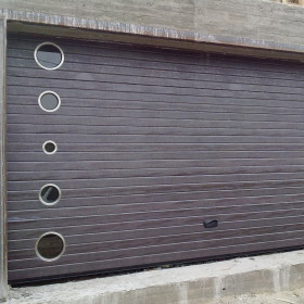 Garage sectional doors 40 mm RIB / woodgrain color-Dark oak, dark oak