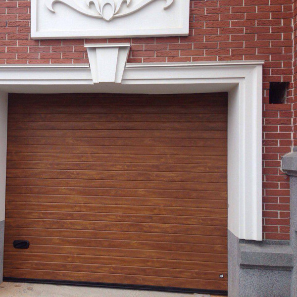 Garage sectional doors 40 mm RIB / woodgrain color-Golden oak, golden oak