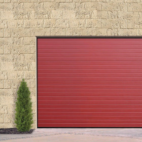 Sectional garage doors 40 mm RIB / stucco color-RAL 3000 Red