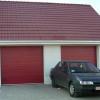 Garage sectional doors 40 mm RIB / woodgrain color-RAL 3000 Red