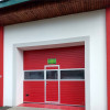 Garage sectional doors 40 mm RIB / woodgrain color-RAL 3000 Red