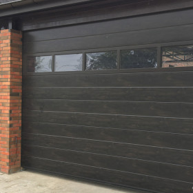 Ворота гаражні секційні 40 мм MIDRIB/woodgrain Колір - Dark oak, Темний дуб
