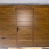 Garage sectional doors 40 mm MIDRIB / stucco color-Golden oak, golden oak