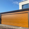 Garage sectional doors 40 mm MIDRIB / stucco color-Golden oak, golden oak