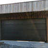 Garage sectional doors 40 mm TOPRIB / woodgrain color-RAL 7016 Dark gray