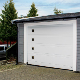 Garage sectional doors 40 mm TOPRIB / woodgrain color-RAL 9016 White