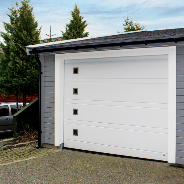 Garage sectional doors 40 mm TOPRIB / woodgrain color-RAL 9016 White