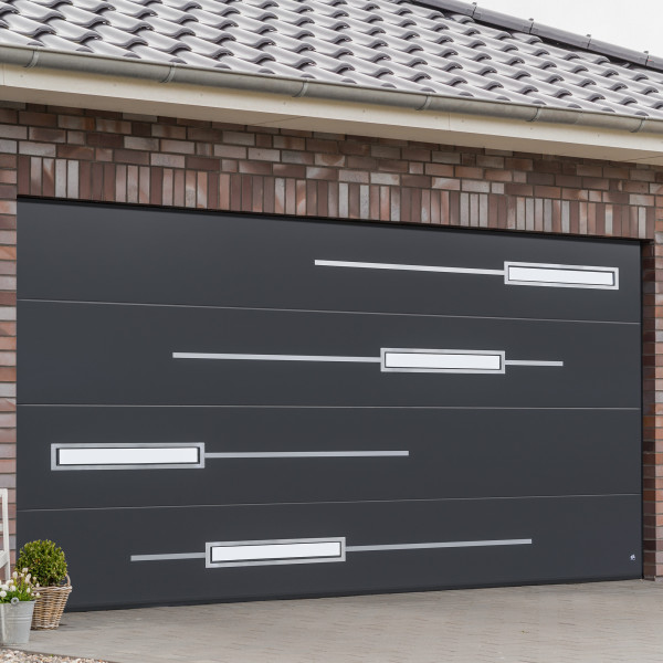 Garage sectional doors 40 mm Flush / stucco color-Anthracite,"anthracite gray"