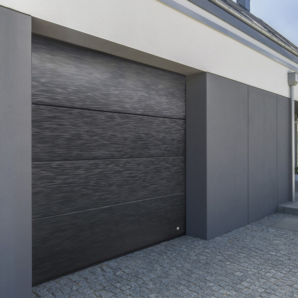 Garage sectional doors 40 mm Flush/Woodgrain External color - RAL9006
