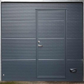 Sectional garage doors 40 mm MACRORIB / stucco color-RAL 7016 Dark gray