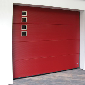 Sectional garage doors 40 mm MACRORIB / smooth color-RAL 3000 Red