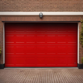 Garage sectional doors 40 mm CASSETE / Woodgrain color-RAL 3000 Red